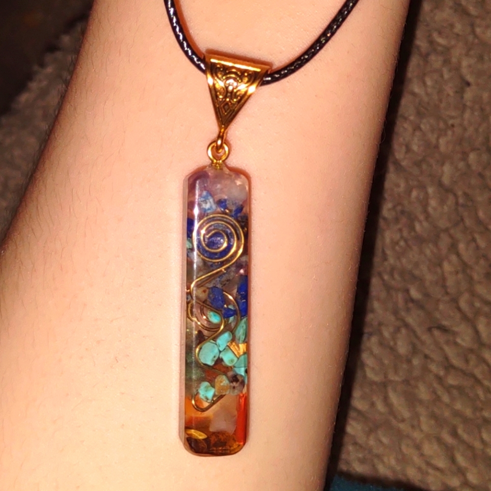 Plastic gem flower necklace